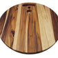 Round Teak Cutting Board with Fish Inlay and Handle