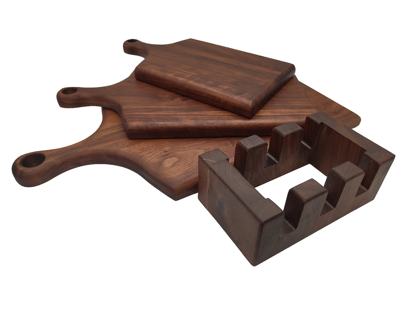 3-piece Walnut Charcuterie Cheese Board Set with Stand