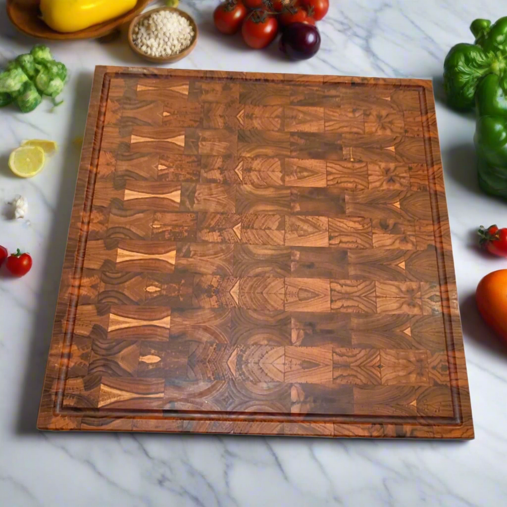 The Bearded Chef Gigantic Teak Butcher Block – 24x24 Inch Cutting Board for Pro Kitchens