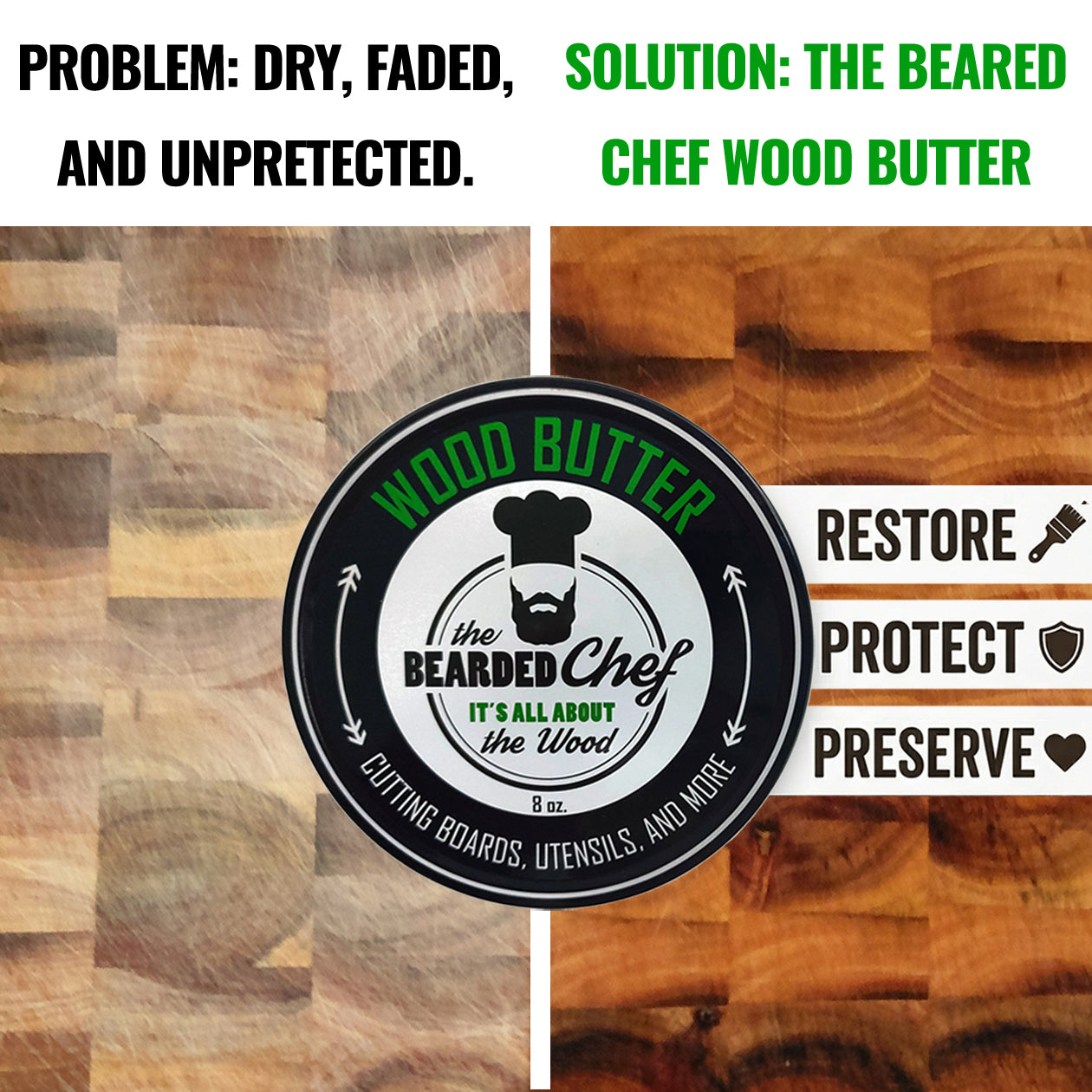 Wood Butter Protects and Conditions Cutting Boards, Butcher Blocks Made in the USA