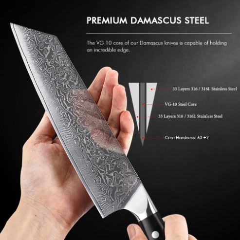 The Bearded Chef Damascus Steel 8 Inch Chef's Knife