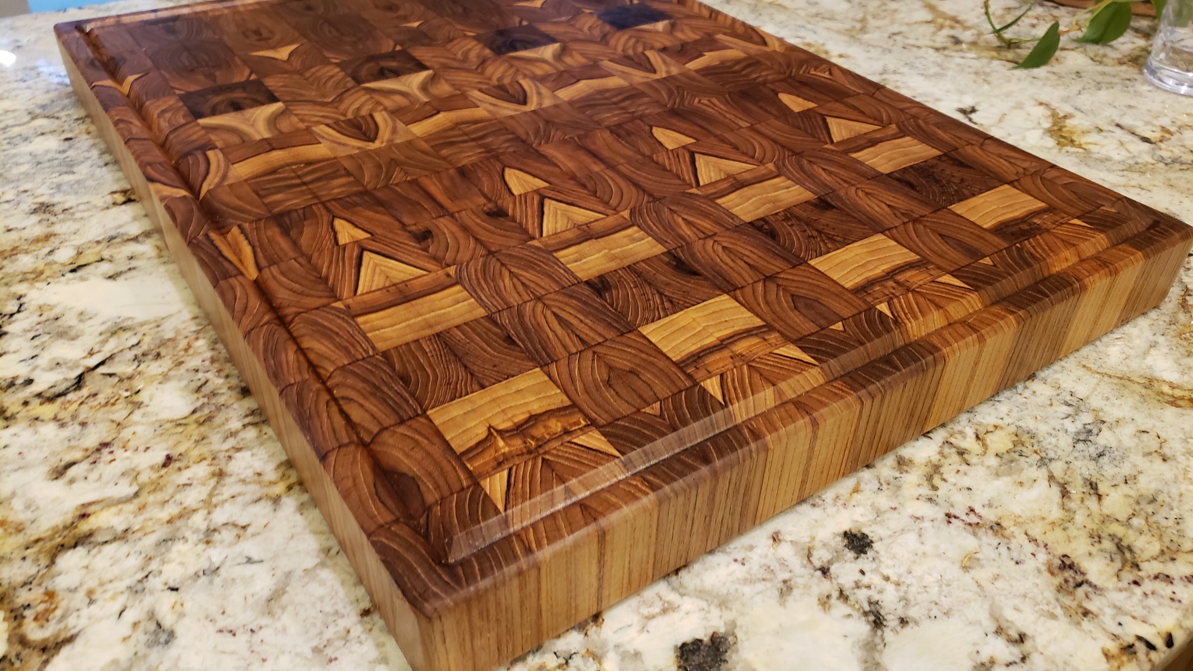 Oversized Teak End Grain Cutting Board Butcher Block with Juice