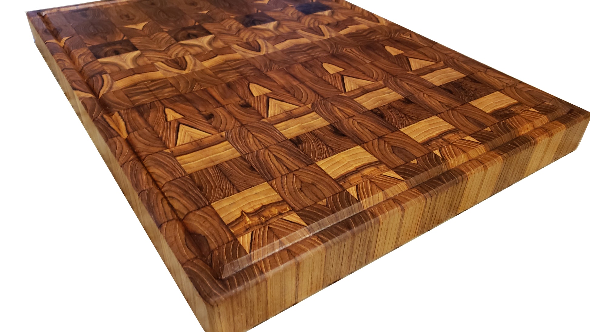 TeakCraft Large Walnut Cutting Board with Sorting Compartment and Juic